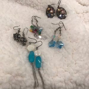 5 earrings (three with Swarovski element stones)